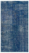 Authentic Turkish Hand Woven Blue Vintage Carpet