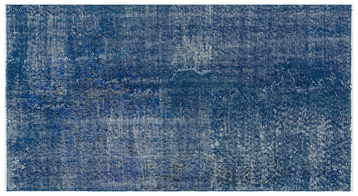 Authentic Turkish Hand Woven Blue Vintage Carpet