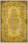Authentic Turkish Hand Woven Yellow Vintage Carpet
