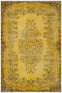 Authentic Turkish Hand Woven Yellow Vintage Carpet