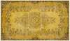 Authentic Turkish Hand Woven Yellow Vintage Carpet