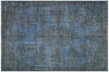 Authentic Turkish Vintage Carpet in Blue Toned Hand Woven Carpet