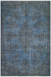 Authentic Turkish Vintage Carpet in Blue Toned Hand Woven Carpet