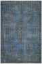 Authentic Turkish Vintage Carpet in Blue Toned Hand Woven Carpet