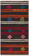 Striped Pattern Hand Woven Vintage Rug with Turkish Motifs