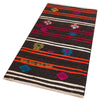 Striped Pattern Hand Woven Vintage Rug with Turkish Motifs