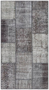 Turkish Hand Woven Gray Color Patchwork Carpet