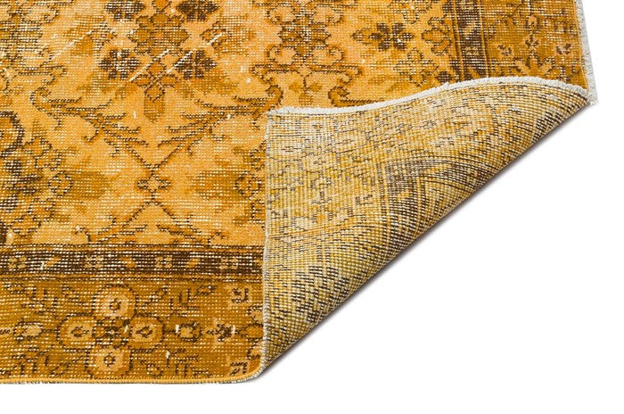 Vintage Yellow Handwoven Old Carpet, Turkish Rug, Bohemian Style Rug