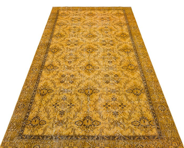 Vintage Yellow Handwoven Old Carpet, Turkish Rug, Bohemian Style Rug