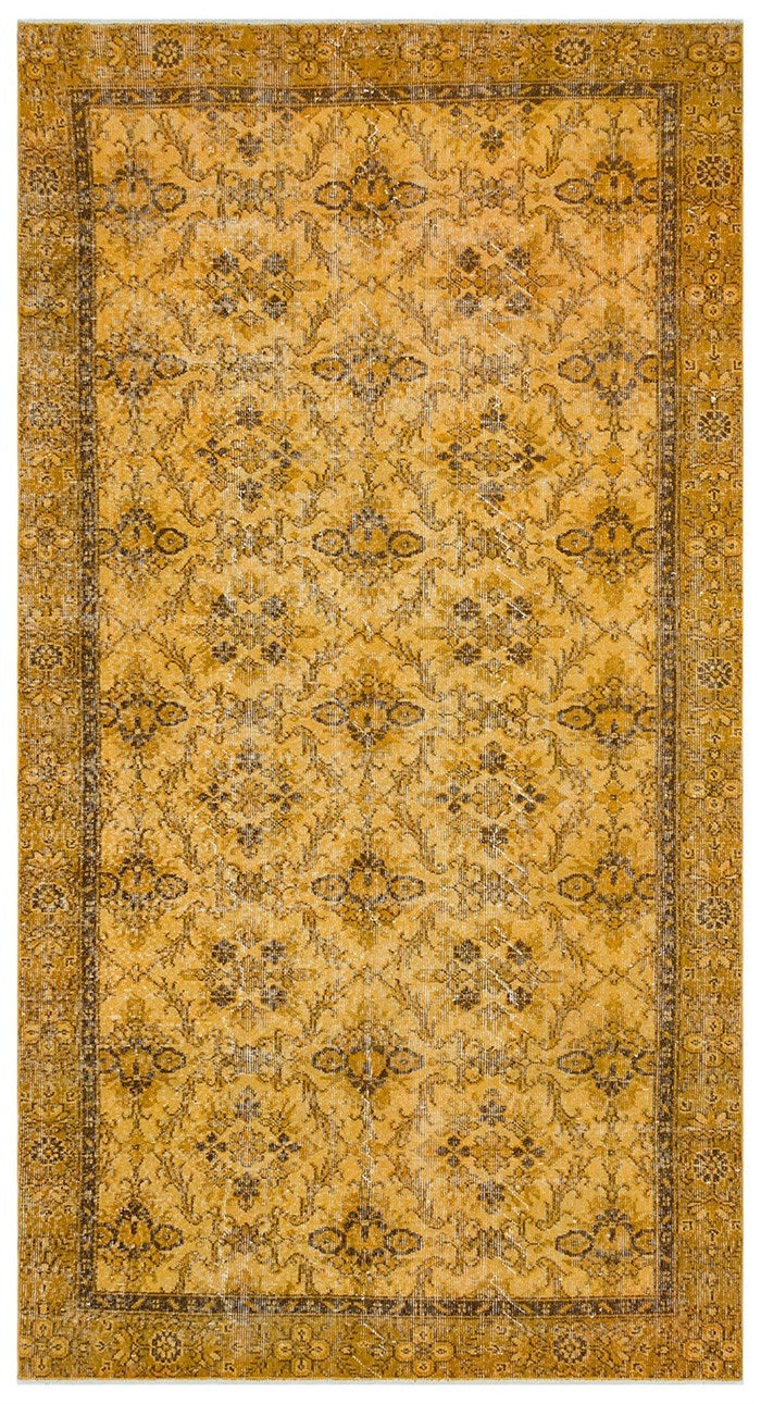 Vintage Yellow Handwoven Old Carpet, Turkish Rug, Bohemian Style Rug