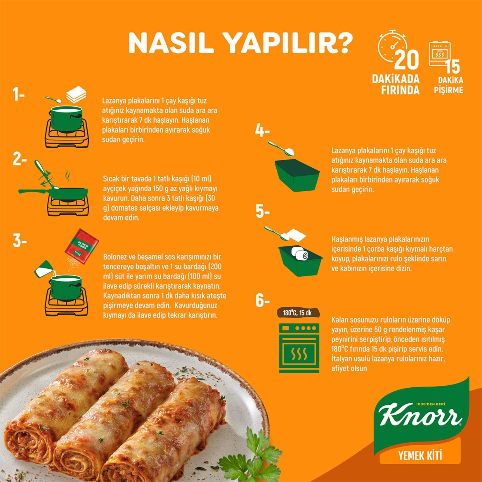 Knorr Meal Kit Lasagna Roll (Lazanya Roll) 6.3 oz (180 G)
