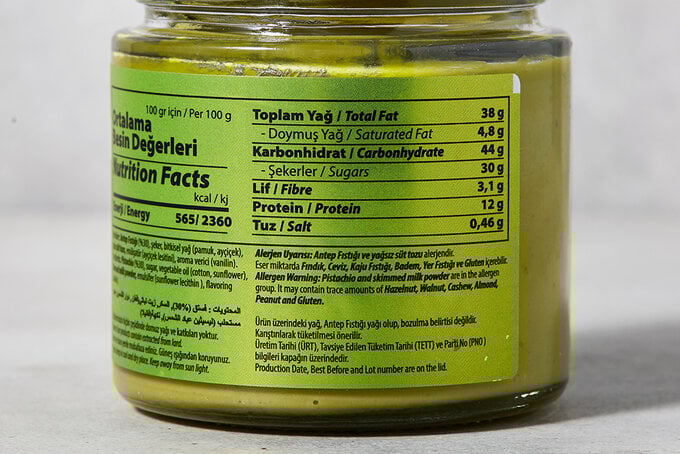 Jar with nutritional facts label on a white background