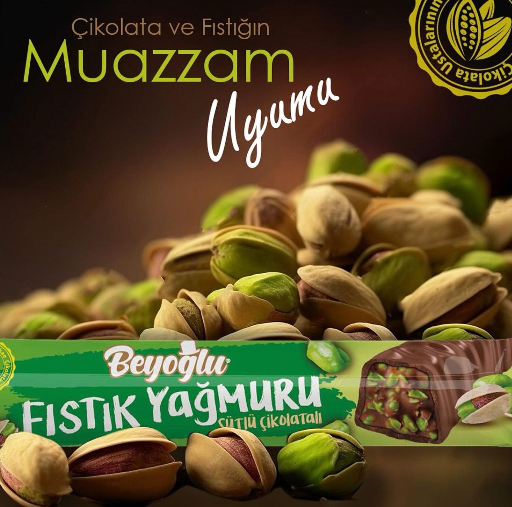 Beyoğlu Chocolate Pistachio Rain – Milk Chocolate with Pistachio Filling 1.2 oz (35 g)