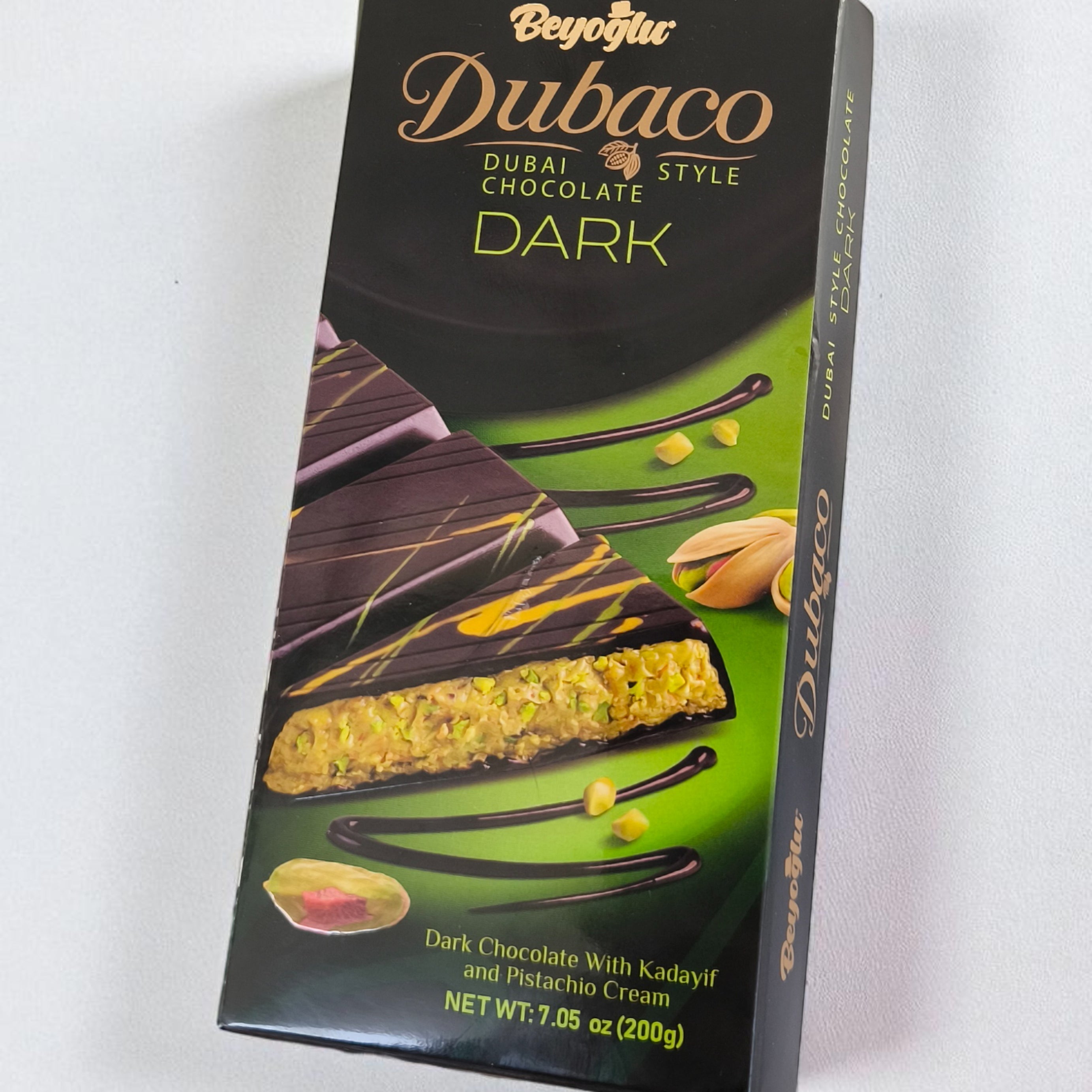 Beyoglu Dubaco dark chocolate bar packaging on a white background