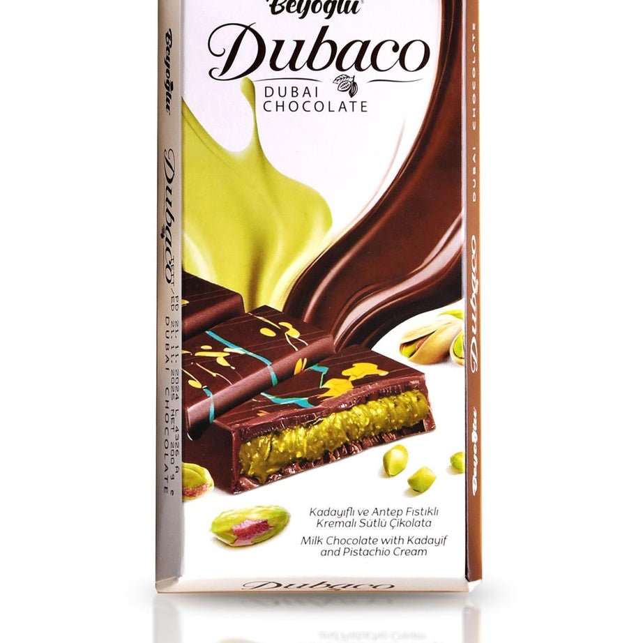 Beyoglu Dubaco Dubai Chocolate with Pistachio and Crispy Kadayif 3.35 oz (95 G) - Kunafah Chocolate