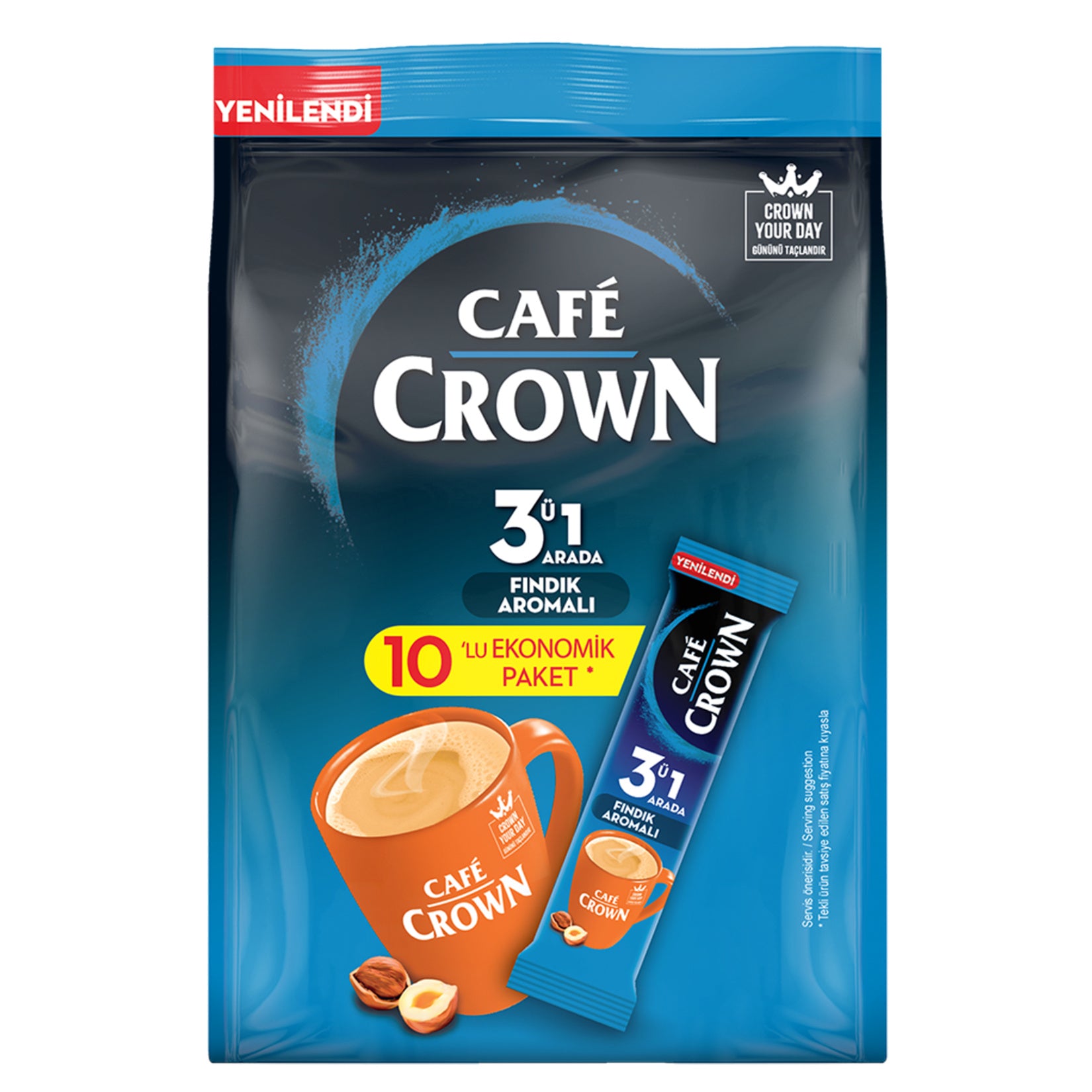 Cafe Crown 3-in-1 Hazelnut (3'ü 1 Arada Fındıklı) 10 x 18gr (10 pieces)