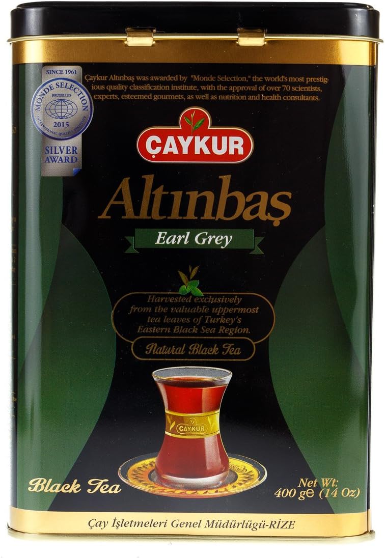 Caykur Altinbas Earl Grey Premium Natural Black Tea 400 Gr (in Can) Harvested exclusively from the valuable uppermost tea leaves of Turkey's Eastern Black Sea Region