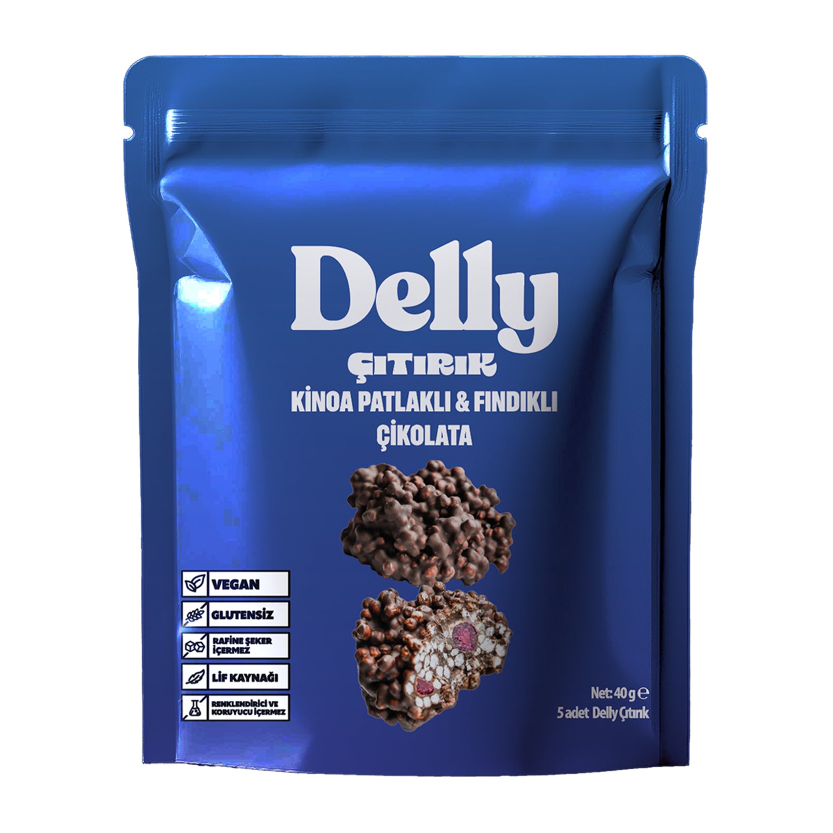 Experience the rich taste of Delly Crispy Quinoa & Hazelnut Dark Chocolate Bar, crafted with 55% dar