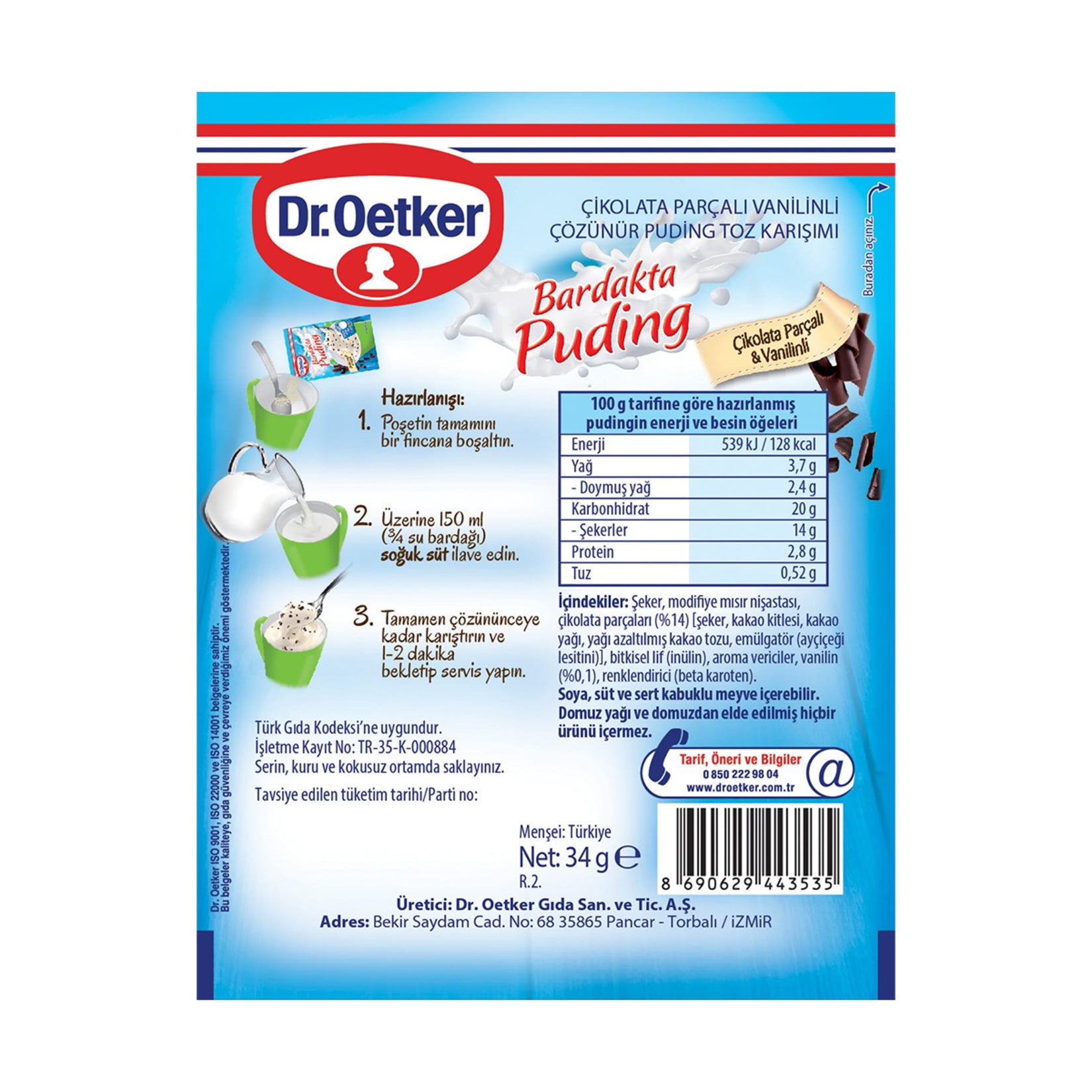 Dr.Oetker Pudding in Glass with Chocolate Chip-Vaniline 32 G
