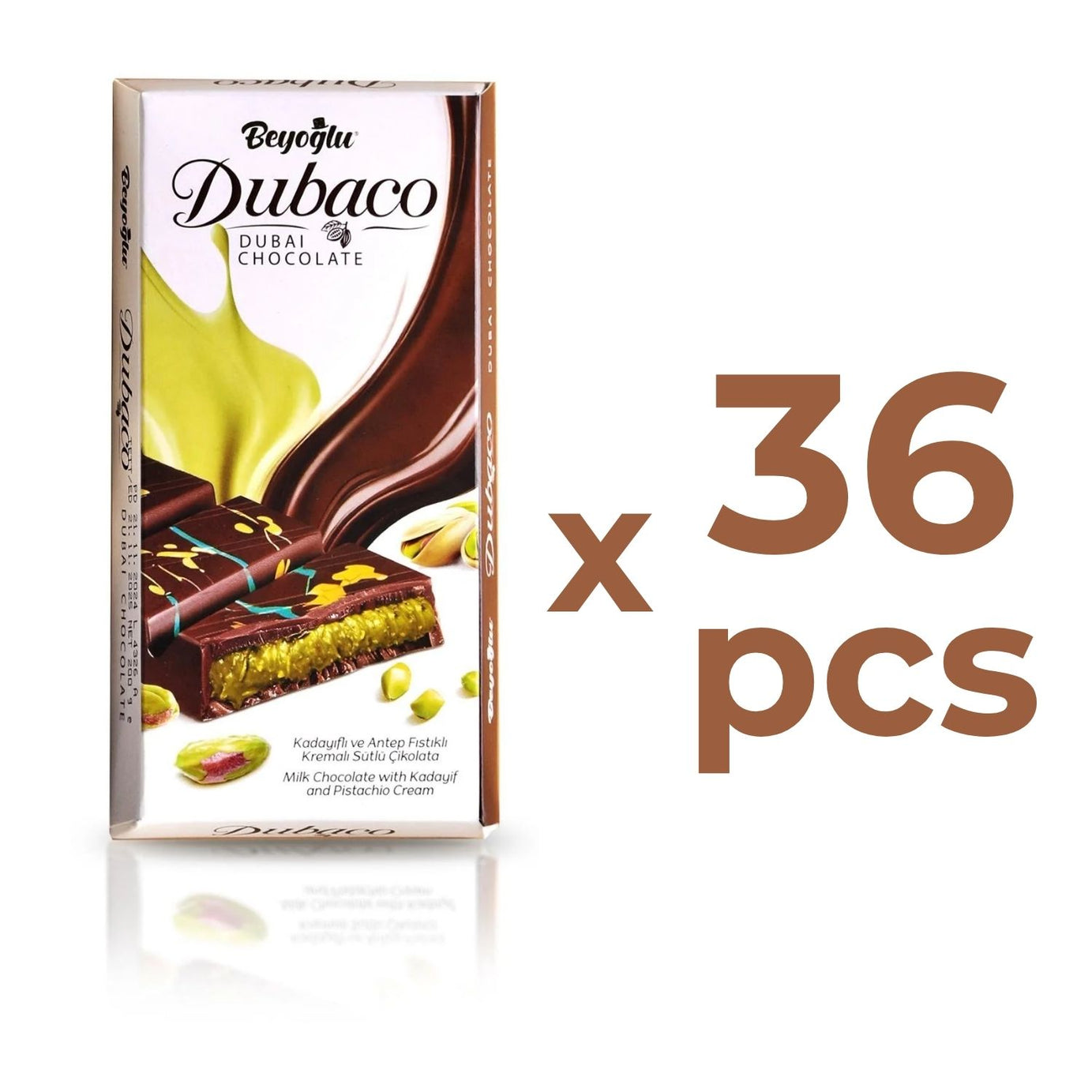 Beyoglu Dubaco Premium Dubai Chocolate 7 oz / 200 Gr x 36 pcs