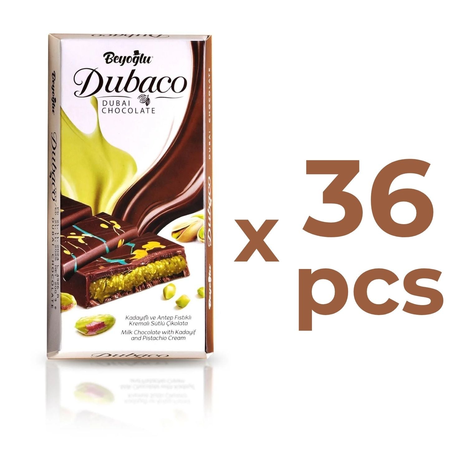 Beyoglu Dubaco Premium Dubai Chocolate 7 oz / 200 Gr x 36 pcs