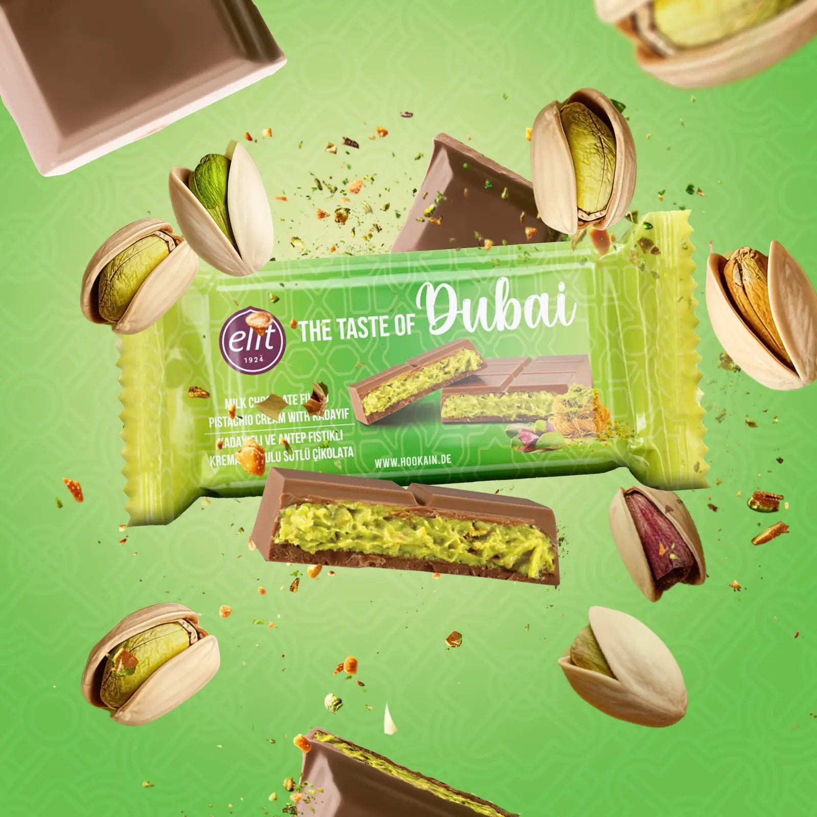 Elit Chocolate Kadayif and Pistachio Cream Filled Dubai Chocolate 3.17 oz (90g)
