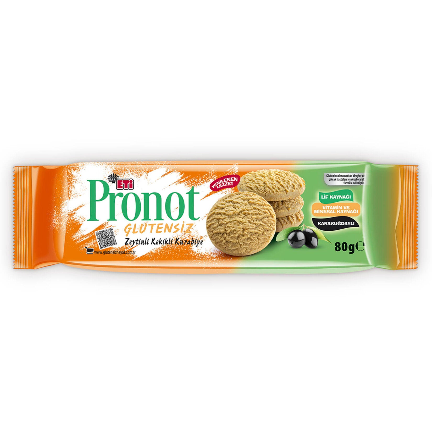 Enjoy the unique taste of Eti Pronot Olive Savory Cookie, a flavorful blend of Mediterranean olives 