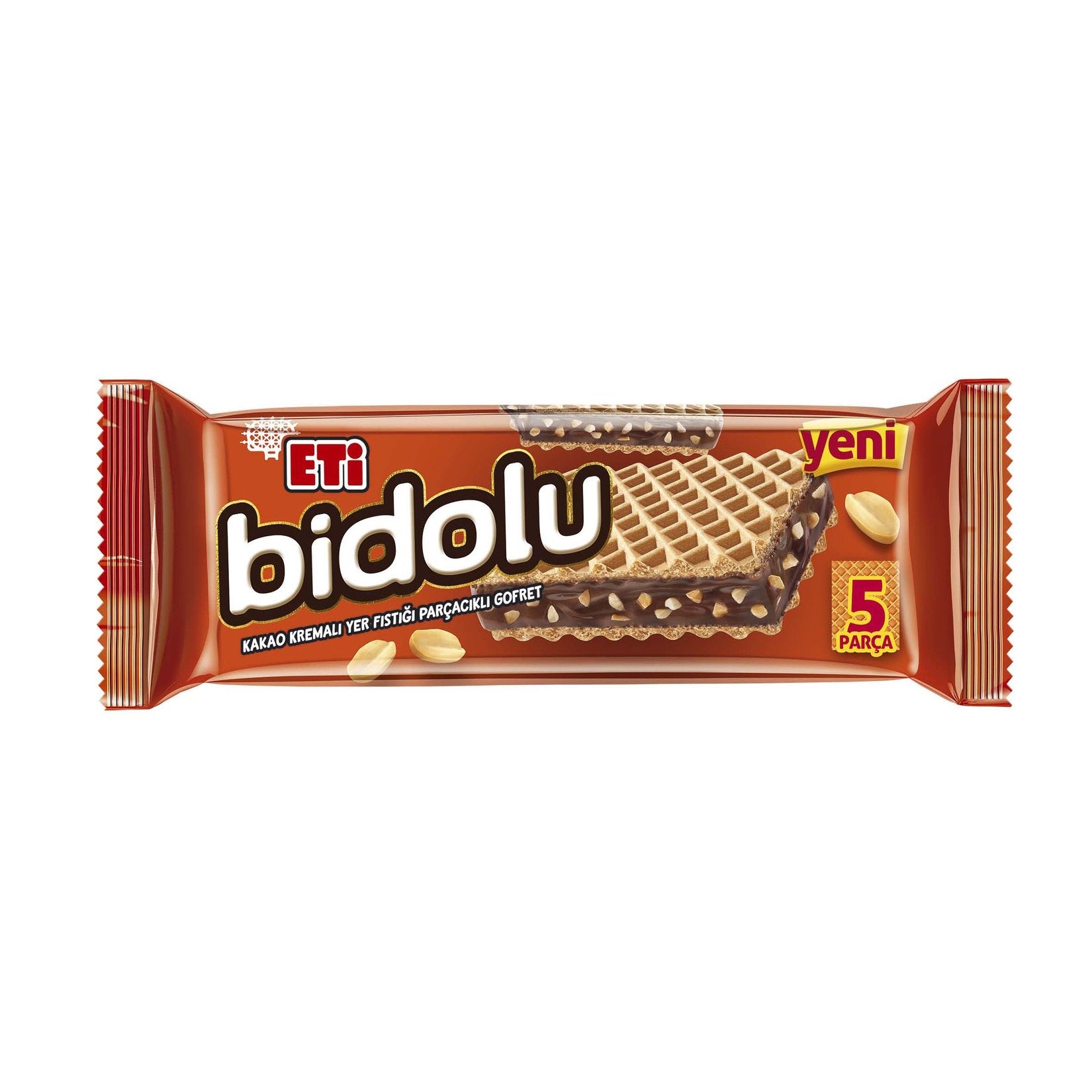 Eti Bidolu Cacao Cream Peanut Wafer delivers a rich, crunchy experience with its crispy wafer layers