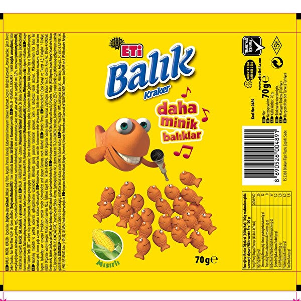 Eti Mini Corn Fish Crackers (Mini Mısırlı Balık Kraker) 1.4 oz (40 G)-2