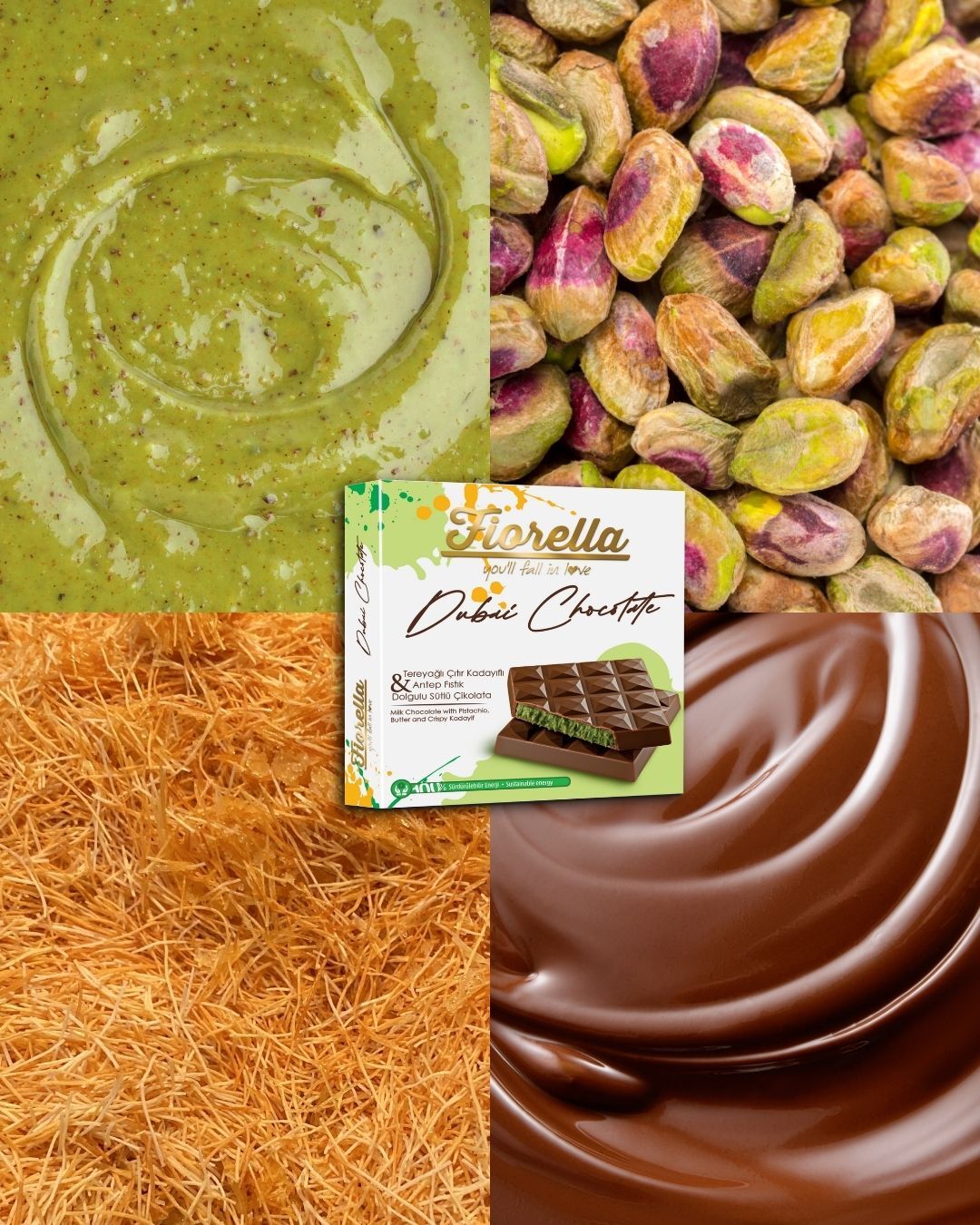Fiorella Buttery Crunch Kadayif & Pistachio Filled Milk Chocolate (Kadayıf ve Fıstık Dolgulu Sütlü Çikolata) 2.1 oz (60 G)-5