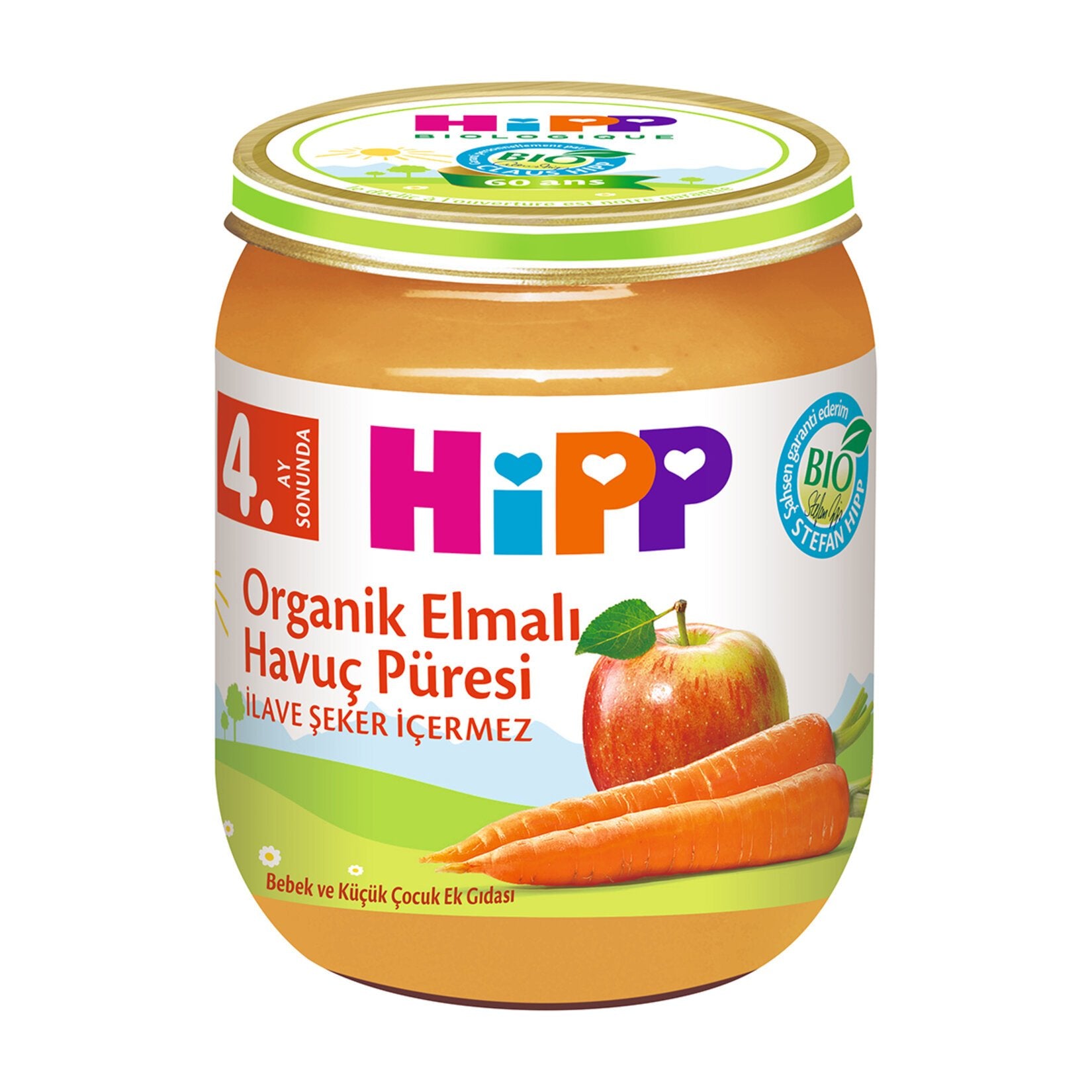 Hipp Organic Apple & Carrot Puree (Organik Elmalı Havuç Püresi) 4.4 oz (125 G)