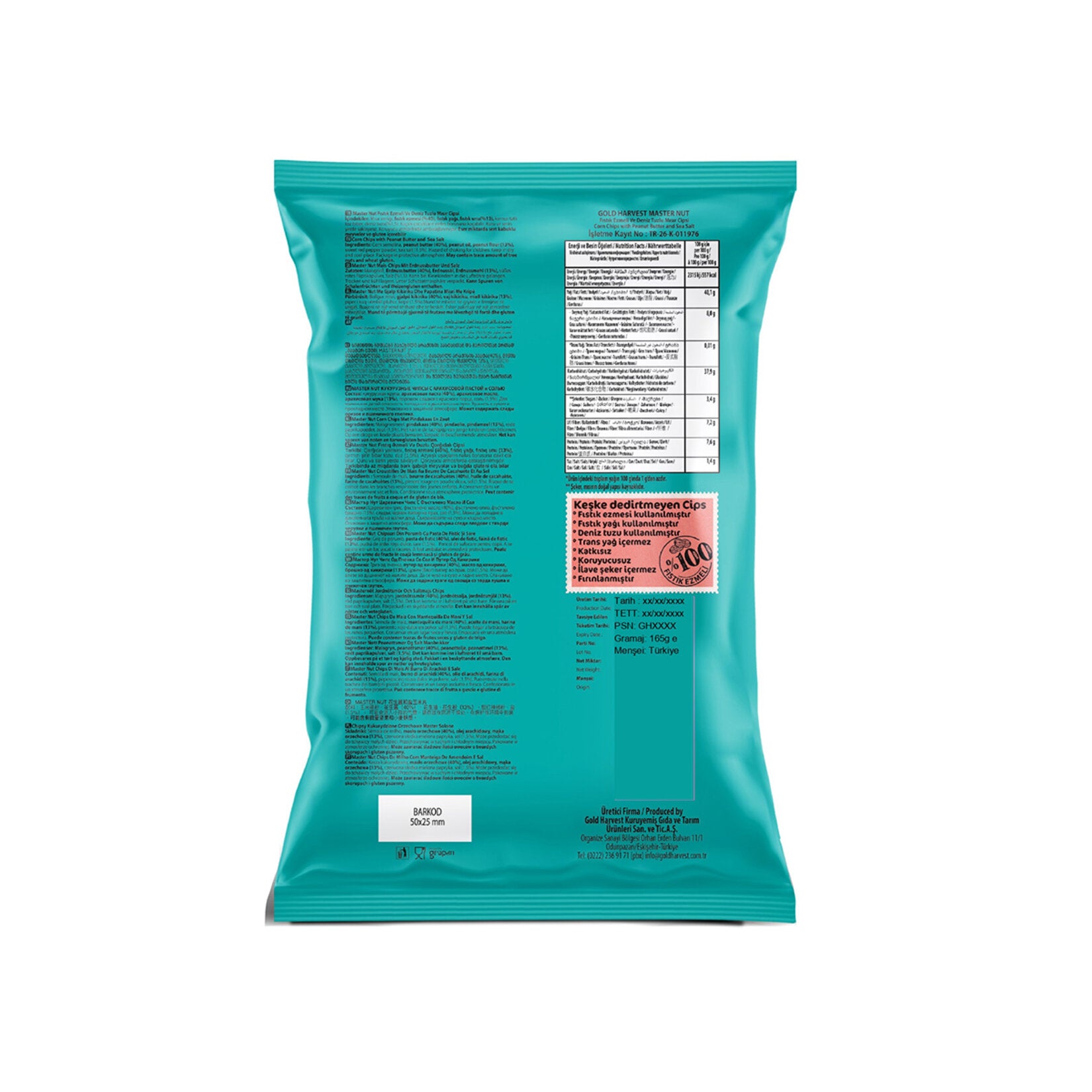 Discover the bold, savory crunch of Master Nut Peanut Butter Sea Salt Corn Chips. Made with 40% real