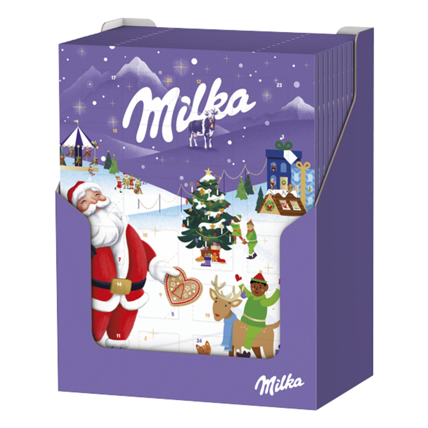 Celebrate the holiday season with the Milka New Year Chocolate Calendar, filled with delicious Alpin