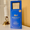 Blue packaging of Senso Gusto Chocolatier Dubai Chocolate with Pistachio on a neutral background