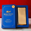 Blue packaging of Senso Gusto Chocolatier Dubai Chocolate with Pistachio on a neutral background