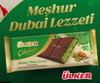 Front view of Ulker Dubai Chocolate Kadayif Kunafa Pistachio 3.2 oz (93 G) showing the packaging with the blend of pistachio, kunafa, and milk chocolate.