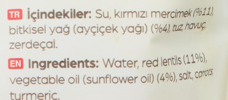 Yayla Red Lentil Mercimek Soup 8.8 oz (250 g)-Nutrition Facts- List of Ingredients