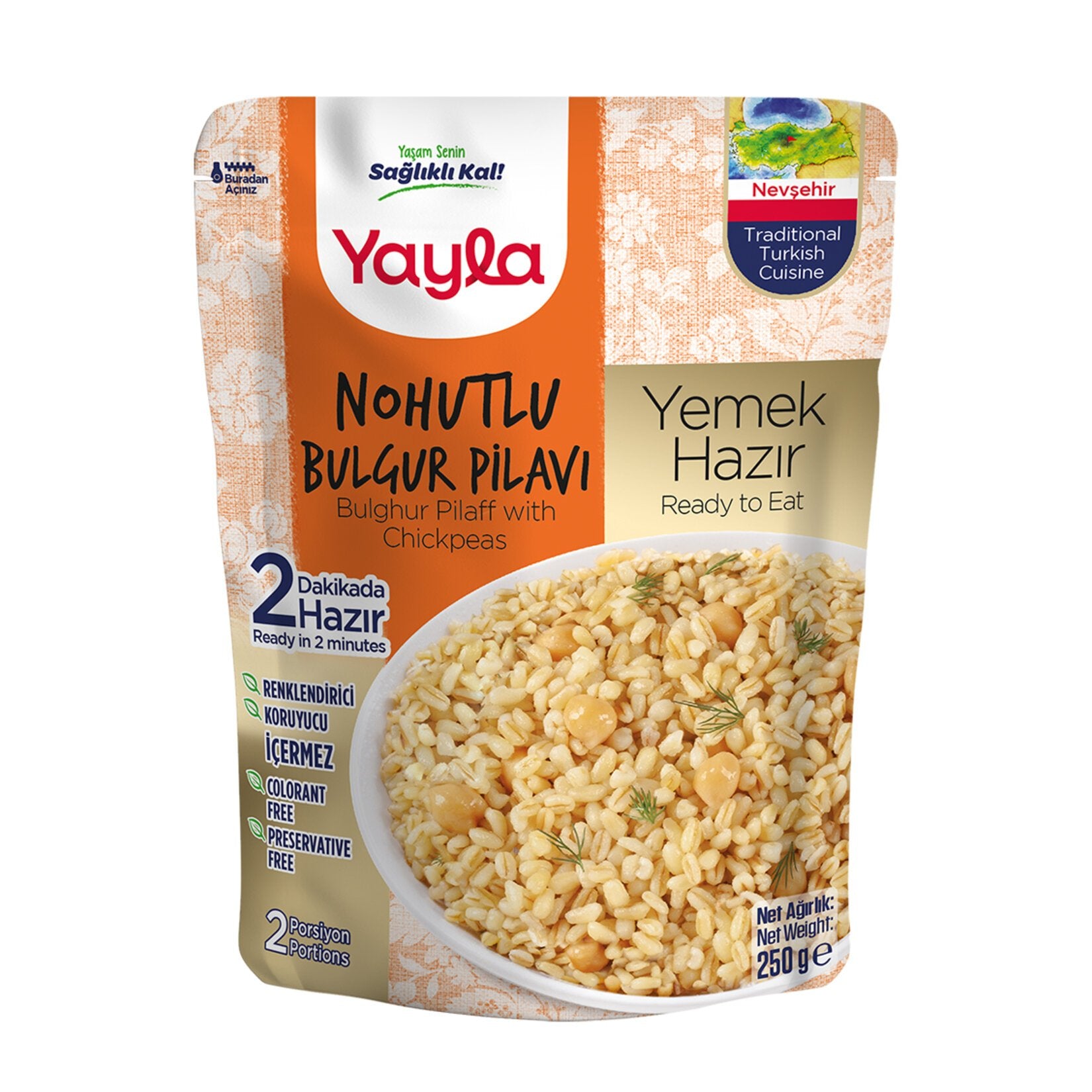 Yayla Yemek Ready Bulgur Pilaf with Chickpeas (Nohutlu Bulgur Pilavı) 250 G