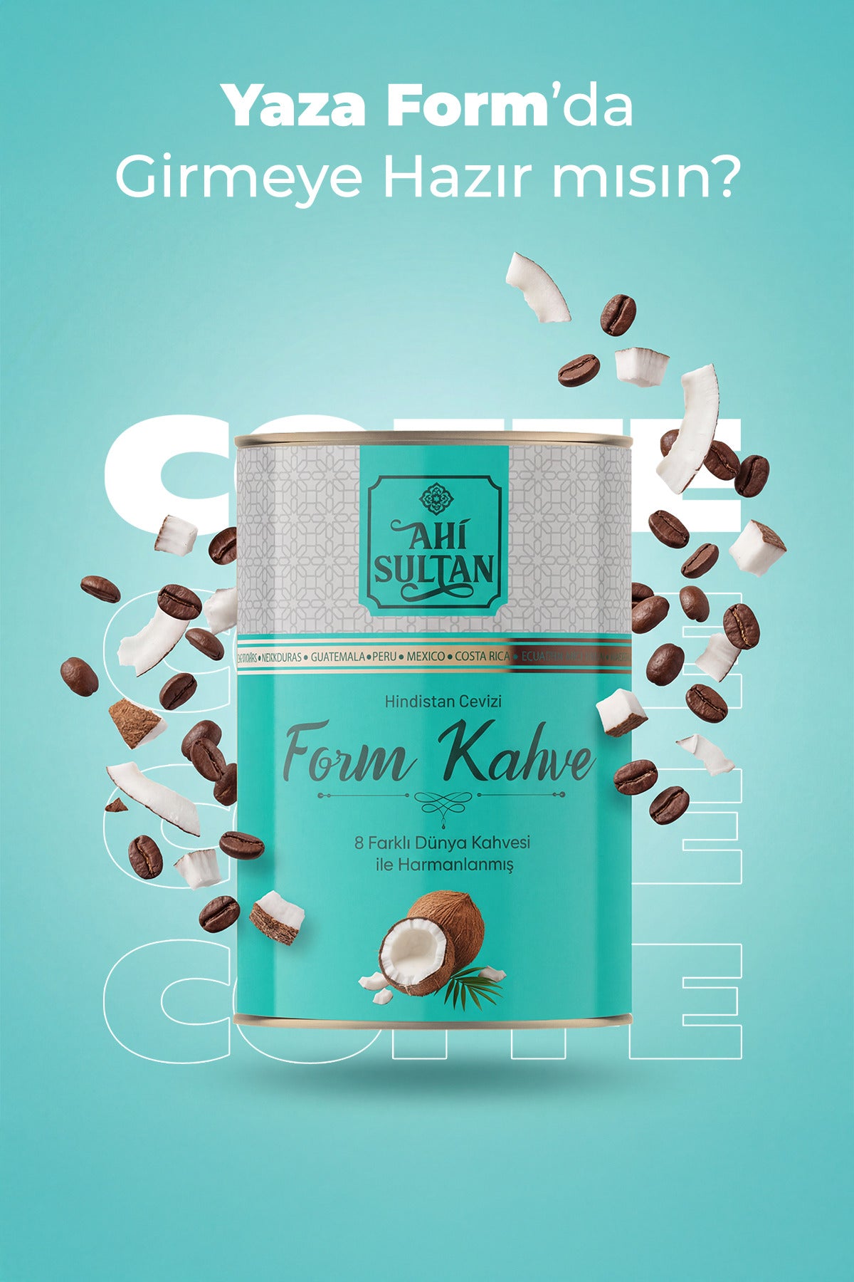 Ahi Sultan Form Coffee with 8 Coffee Blends and Coconut brings together a special formula enriched with eight different coffee varieties for a layered and satisfying cup every time.