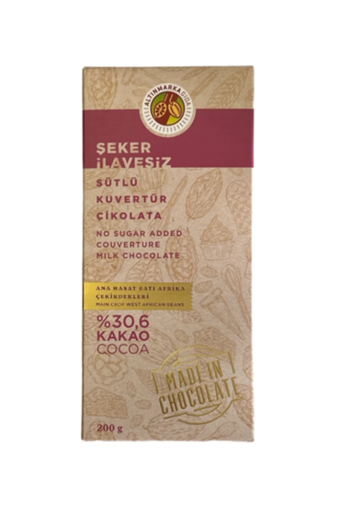 Altinmarka ALT 208 Sugar-Free Milk Couverture Chocolate is crafted for professional-quality baking and confectionery at home.