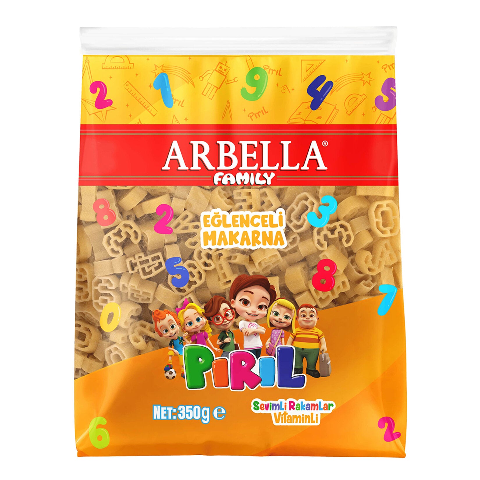 Make mealtime fun and nutritious with Arbella Piril Sevimli Rakamlar Vitamin Pasta.