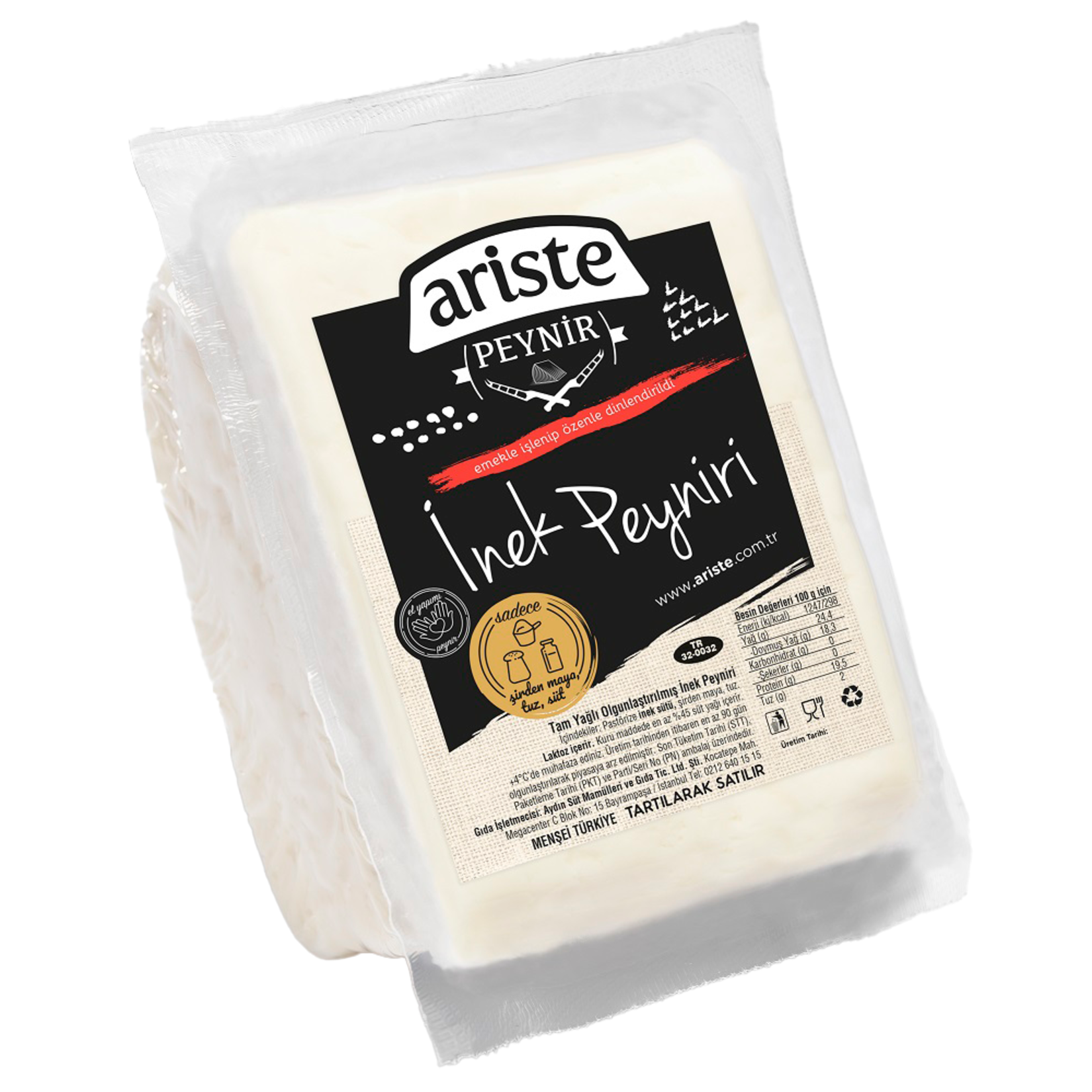 Ariste Classic Cow Milk White Cheese is a traditional Turkish-style white cheese made from cow’s milk, known for its smooth texture and balanced salty flavor.