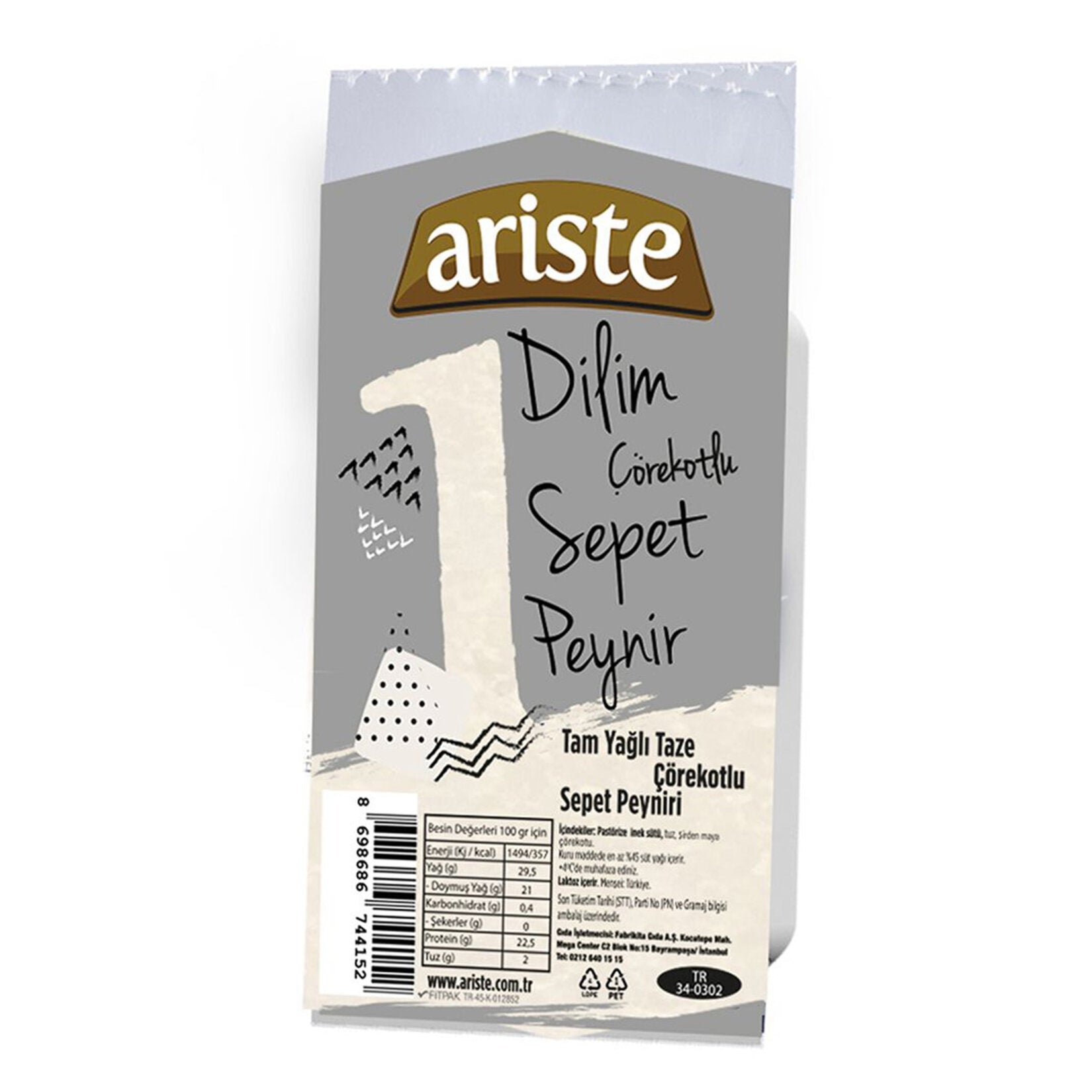 Ariste Full Fat Black Cumin Basket Cheese Slice brings the rich taste of traditional Turkish basket cheese to your table in a convenient single-slice portion.