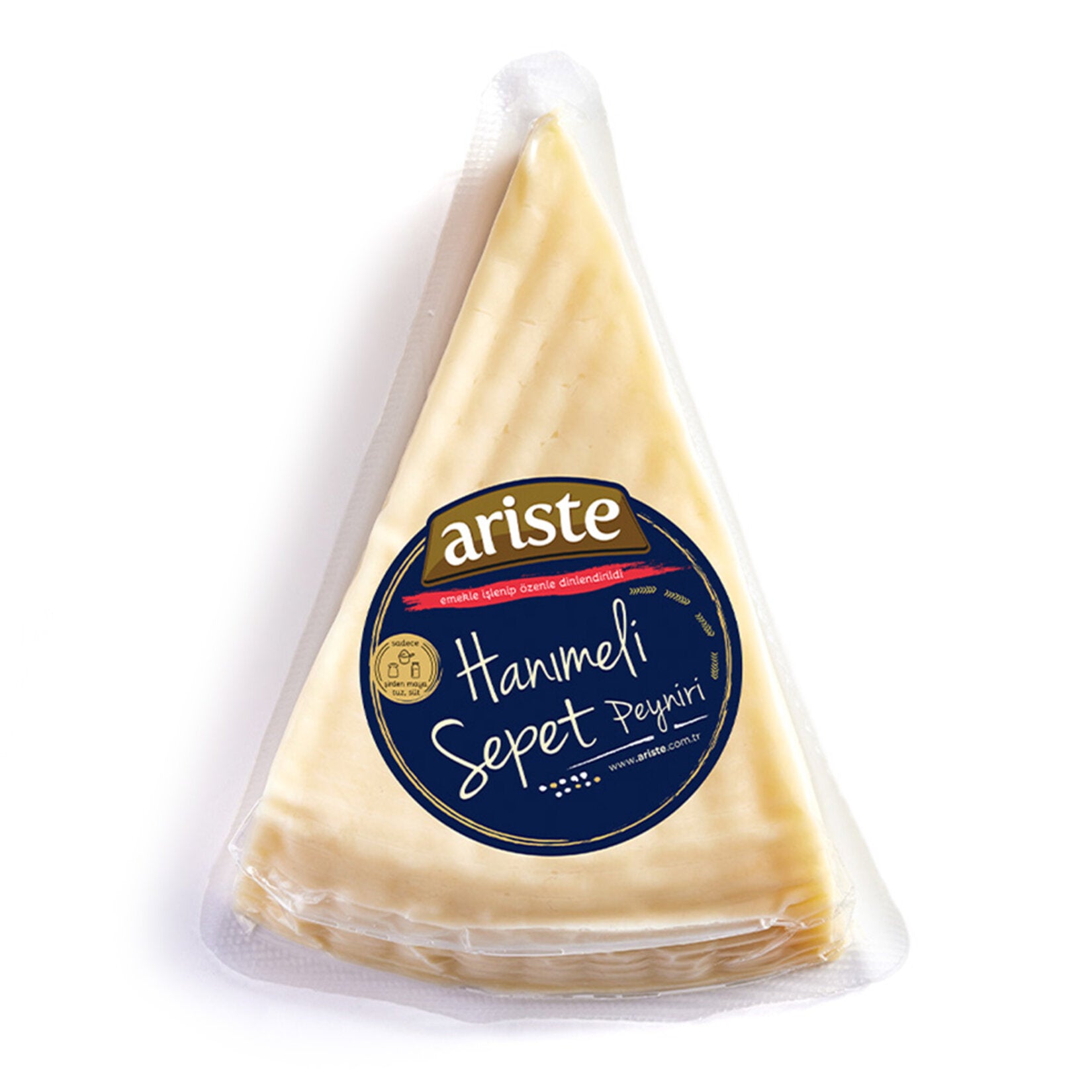 Ariste Hanimeli Plain Basket Cheese is a traditional Turkish-style white cheese crafted from pasteurized cow’s milk and aged for a minimum of 90 days for deeper flavor and a firm, satisfying texture.