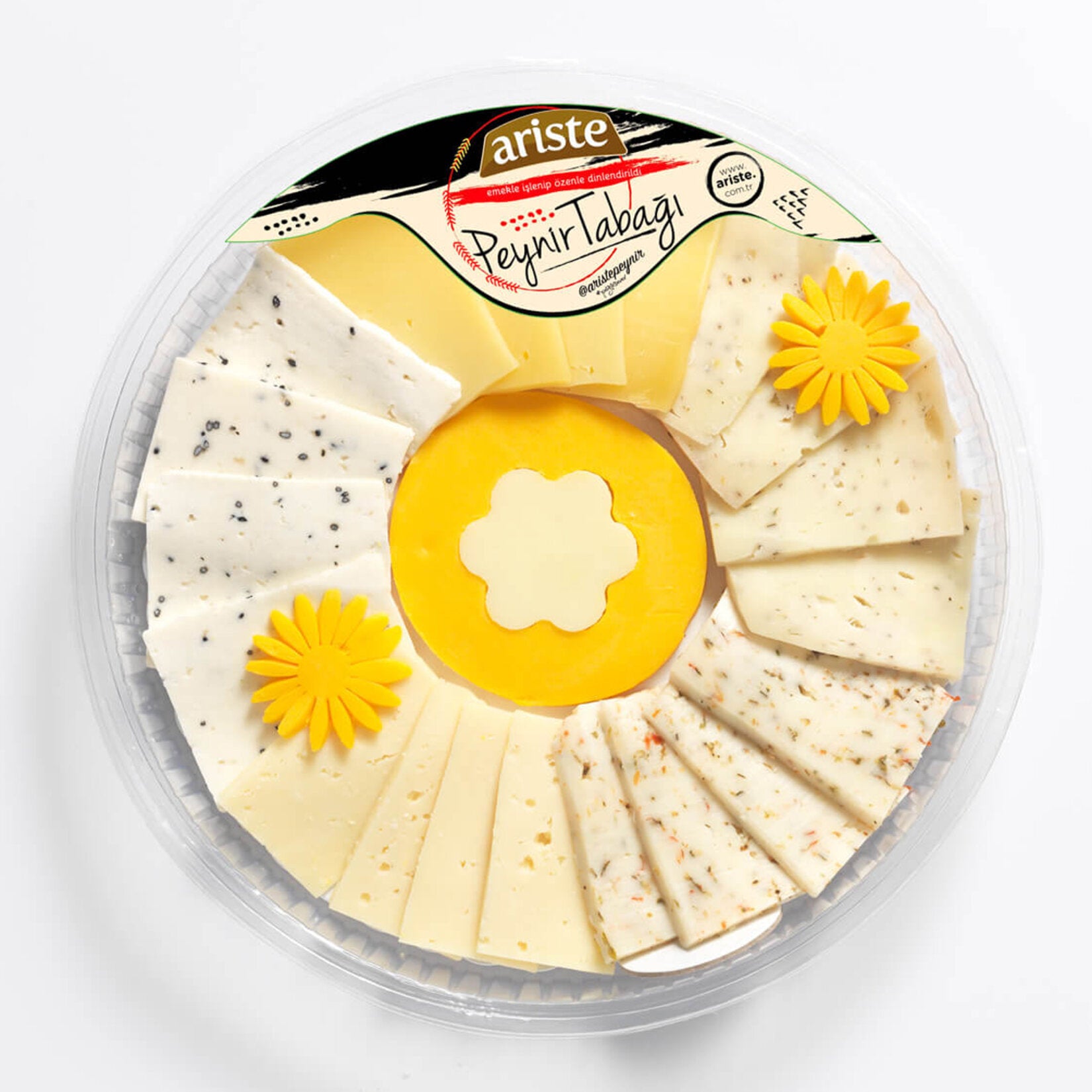 Enjoy a rich selection of traditional Turkish cheeses with the Ariste Peynir Tabagi Cheese Platter.
