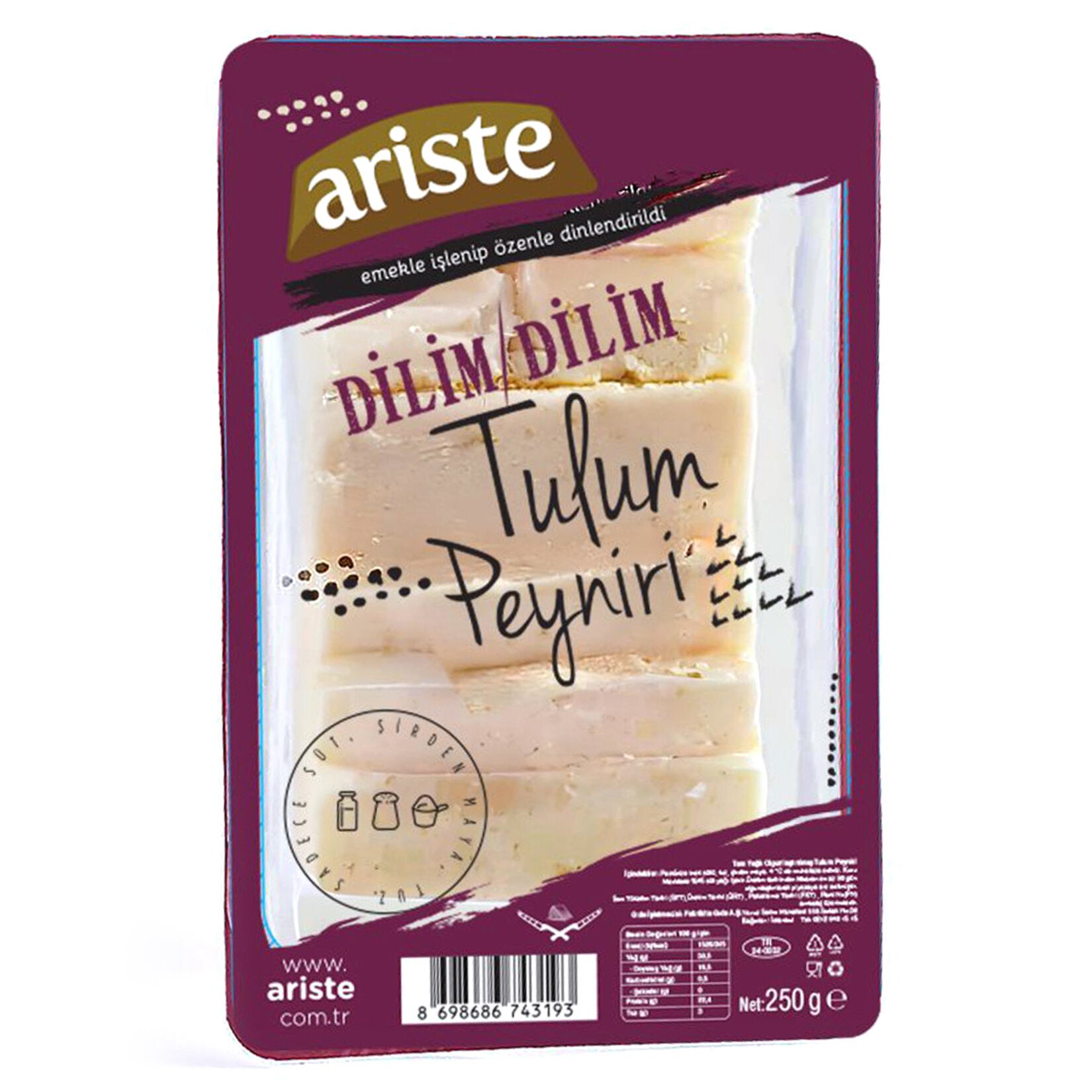 Ariste Sliced Tulum Cheese brings the rich, slightly tangy character of traditional Turkish tulum cheese straight to your table.