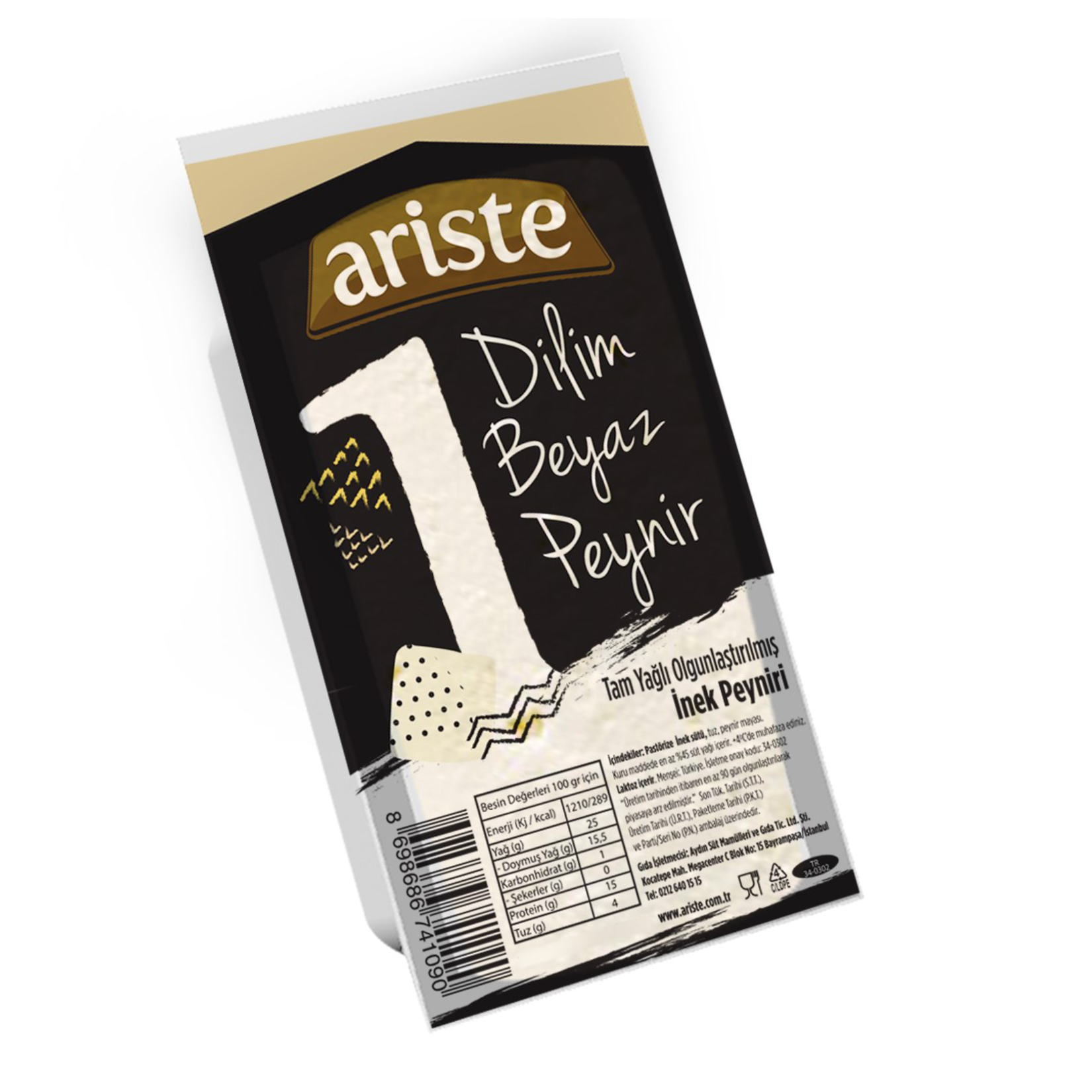 Ariste White Cheese Slice brings the classic taste of Turkish-style white cheese to your table in a convenient single portion.
