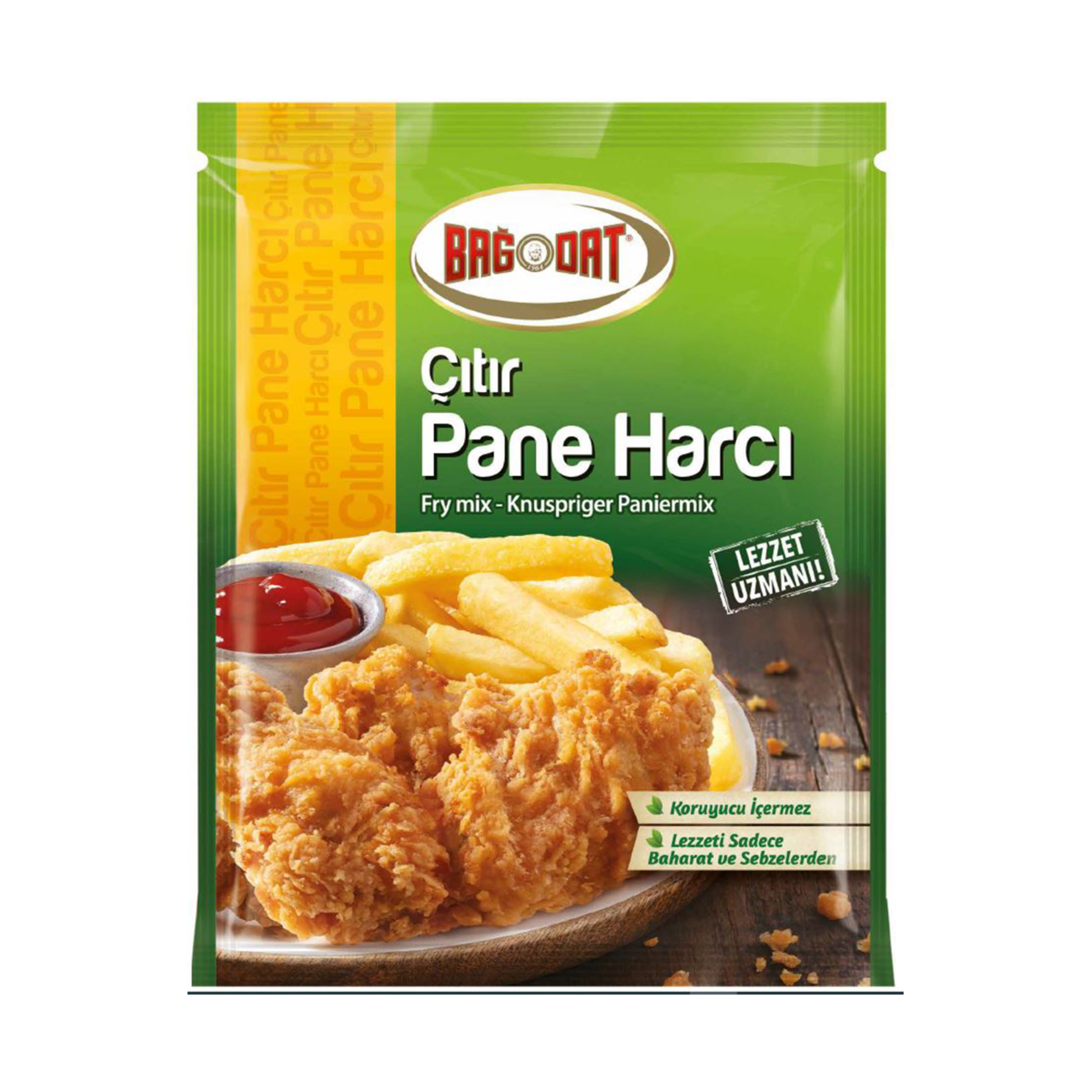 Bağdat Çıtır Pane Harcı is a flavorful crispy coating mix designed to give your chicken, fish, vegetables, or cheese a perfectly golden and crunchy texture.