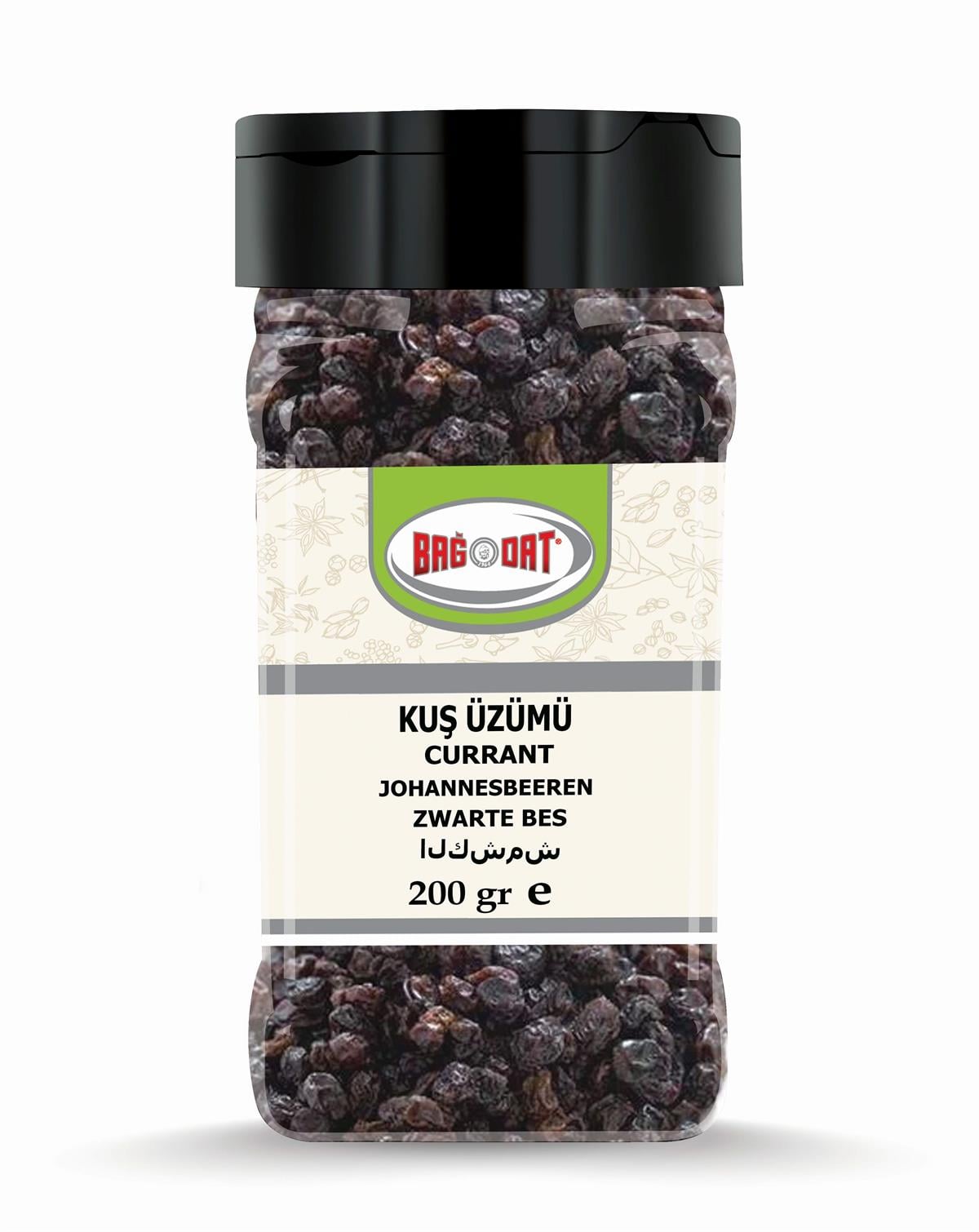 Bagdat Currants are premium-quality dried black currants carefully selected and packed in a convenient small PET container to preserve freshness and flavor.