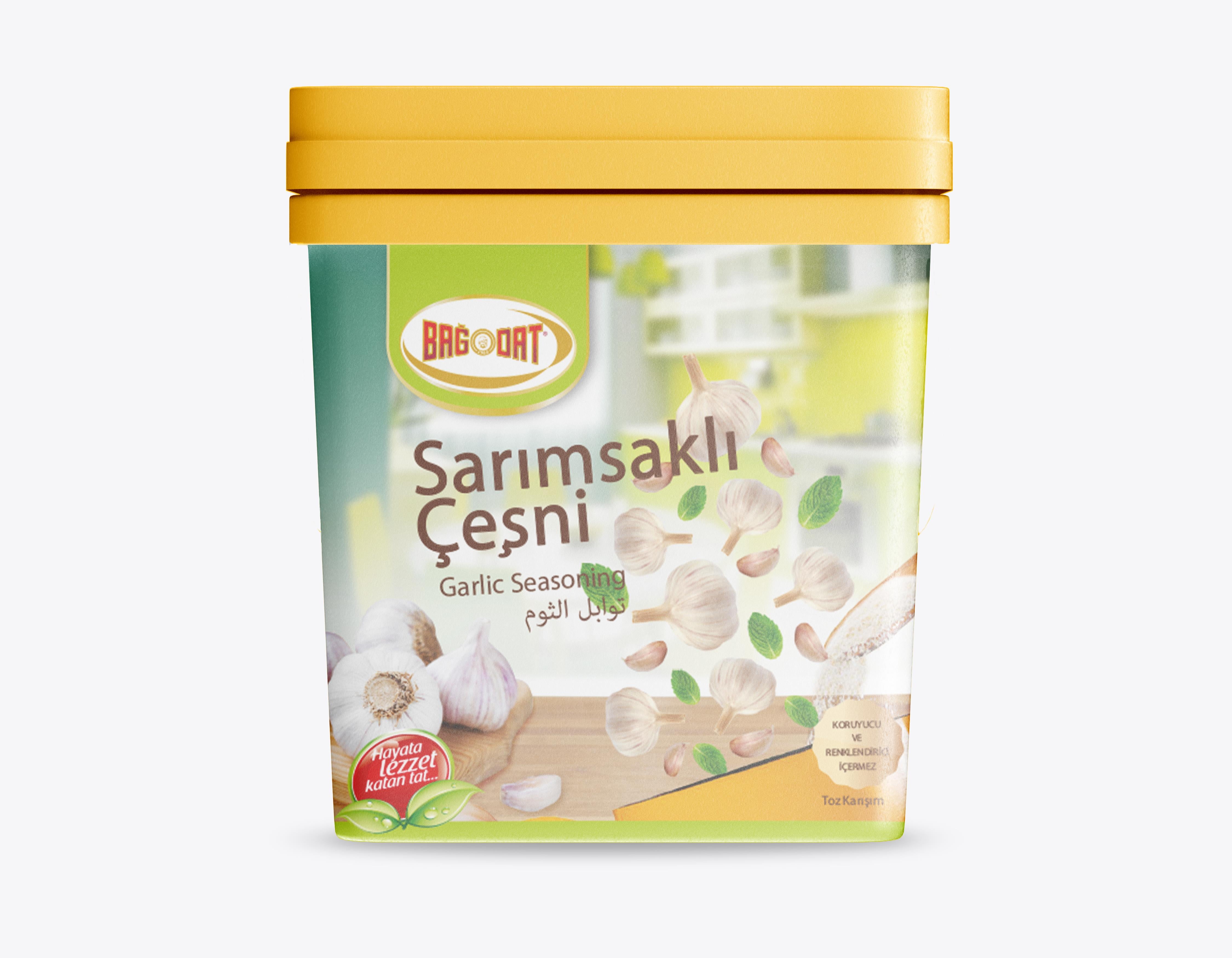 Bring the bold, savory taste of garlic to your everyday cooking with Bağdat Sarımsaklı Çeşni (Garlic Seasoning).